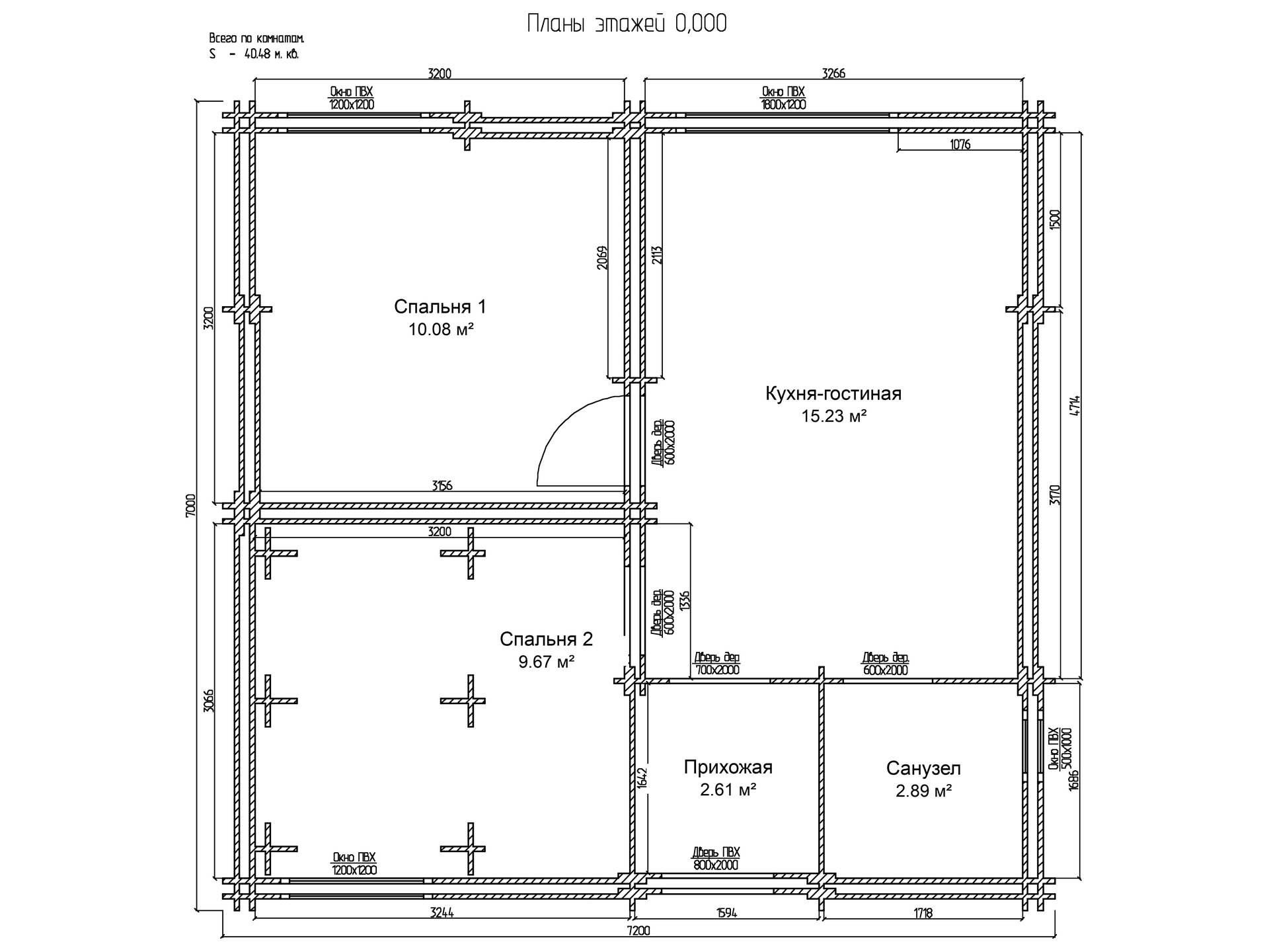 План хозблока 7×7.2