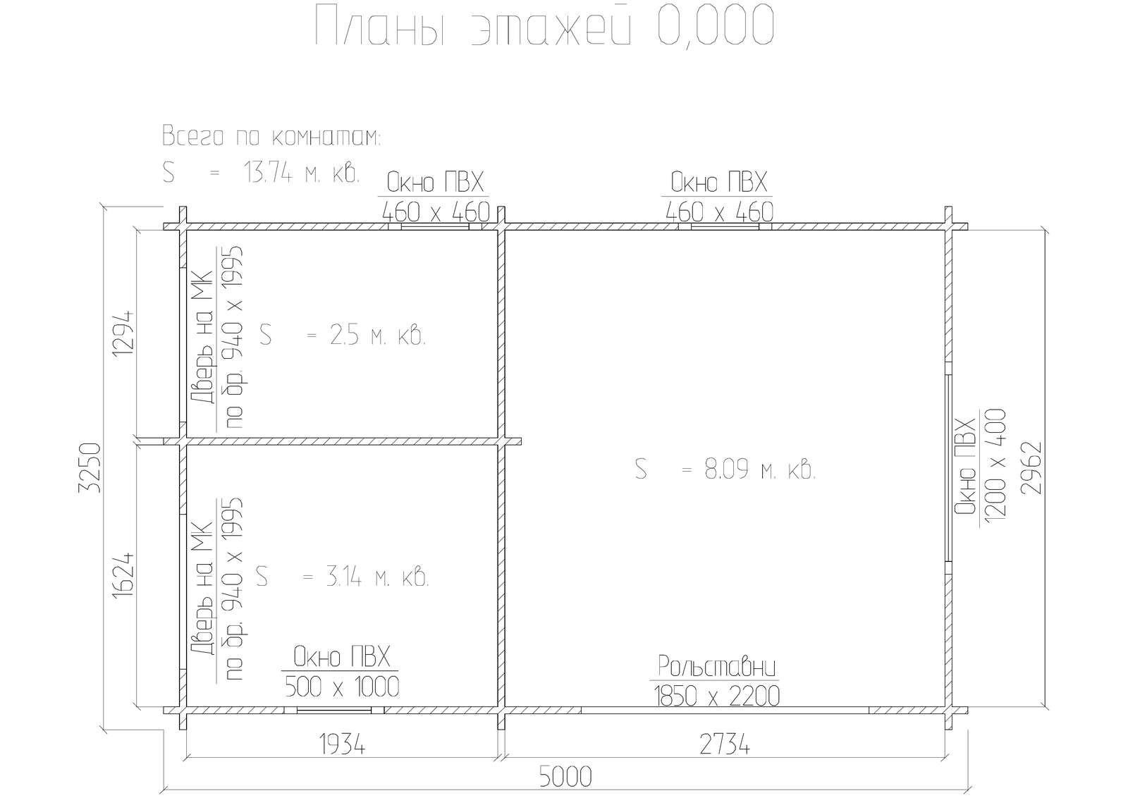 План хозблока 5×3.25